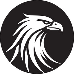 Black & White Stylized Eagle Head Logo | Monochrome Emblem Vector