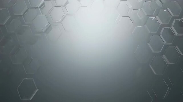 An abstract illustration of a honeycomb pattern. The hexagons have a metallic and reflective texture