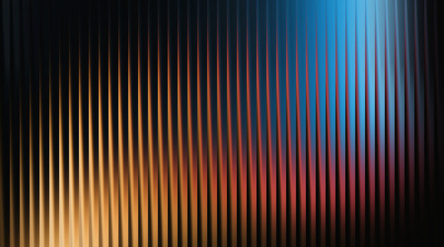 Illustration of abstract ribbed glass texture with warm orange and cool blue gradient light effect