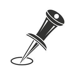 thumbtack, vector, icon, office, stationery, pin, map, reminder, black, white, minimalist, flat design