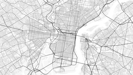 Philadelphia City Map Minimalist Black