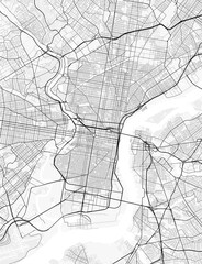 Obraz premium Philadelphia City Map. Minimalist black and white line art poster for printing, wallpaper, wall art for home and office decor