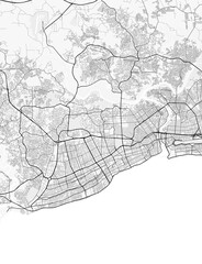 Fototapeta premium Santo Domingo City Map. Minimalist black and white line art poster for printing, wallpaper, wall art for home and office decor