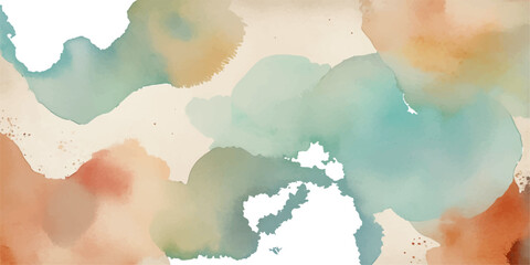 Obraz premium Abstract watercolor hand-painted background with a vintage blue sky and clouds texture