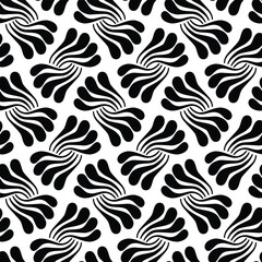 Black and white seamless abstract pattern with curved lines
