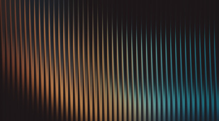 Illustration of abstract background with vertical ribbed texture and orange and teal gradient lighting