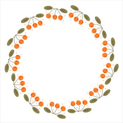 Autumn round frame with autumn berries