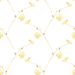 Orange flower pattern on a white background. Hand-drawn illustration. Perfect for autumn.