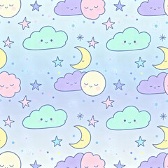 Pastel Sky Elements Seamless Pattern