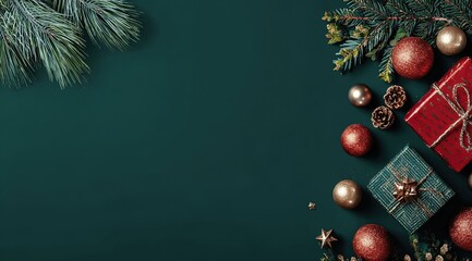 3D Render of a Christmas Background, Complete with Christmas Gift Decorations