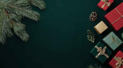 3D Render of a Christmas Background, Complete with Christmas Gift Decorations