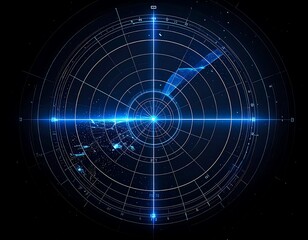 Radar screen with glowing lines