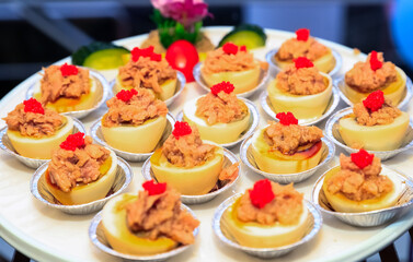 canape with salmon and cheese