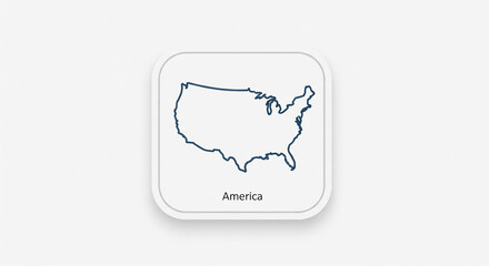 Modern United States map outline on clean white background for patriotic designs and geographic visualizations, perfect for presentations and educational materials