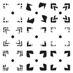 Abstract geometric pattern. Repeating form elements. Black vector illustration. White background design.