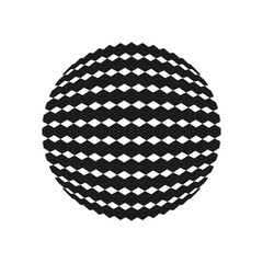 Polygonal sphere icon. Diamond grid pattern. Three dimensional globe. Vector geometric object.