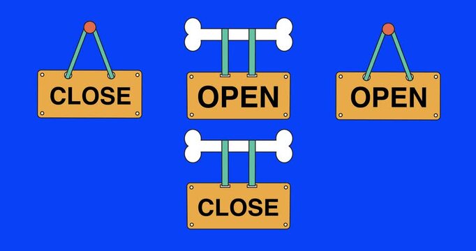 Animation sign board store open pet store