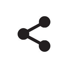 A simple black share icon with three circles connected by lines on a plain white background space here