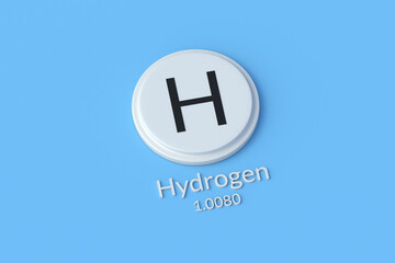 H hydrogen chemical element of periodic table. 3d render