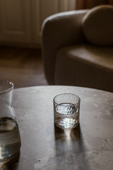 Modern minimalism in a cozy living room with stylish furniture and decor