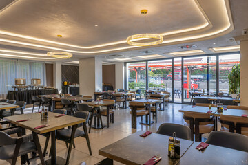 Interior of a modern hotel restaurant