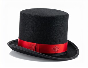 black hat with red ribbon
