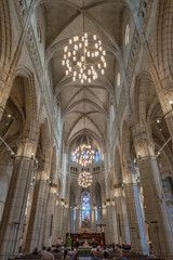 Fototapeta premium Gothic Interior of Santa Maria Cathedral in Vitoria-Gasteiz, Basque Country Spain, Vaulted Ceiling, Historic Church, Medieval Architecture