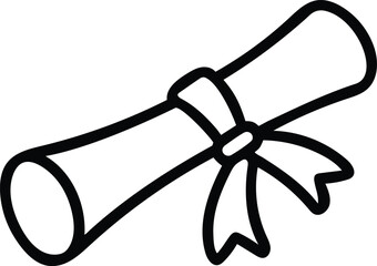 scroll tied with ribbon outline icon. ancient parchment symbol, medieval message delivery icon