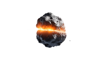 An asteroid radiates a bright orange light, representing the theme of planetary defense on International Asteroid Day
