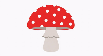 A bright red and white fly agaric mushroom, or toadstool, vector illustration of the poisonous fungi in the forest nature