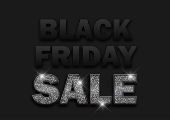 Black Friday Sale background with black glittery text design 