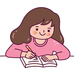 Happy Girl Writing in Her Notebook