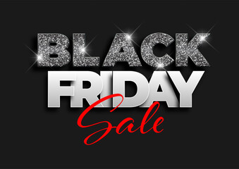 Black Friday Sale with black glitter text design 