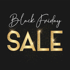 Elegant luxury Black Friday Sale background with glittery text design 