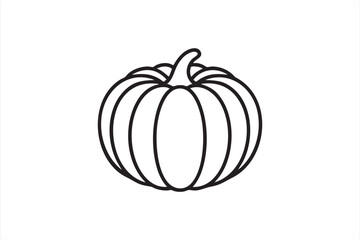 Black and white pumpkin outline vector for seasonal and festive design visuals.