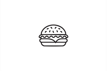 Minimalist burger vector icon representing fast food and restaurant concept.
