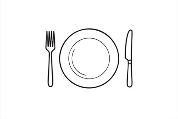 Minimalist dining vector icon representing restaurant, food, and meal concept.