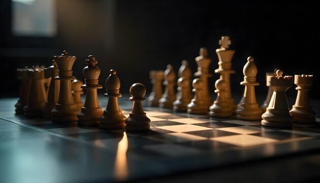 A chessboard with pieces set up in front of a window, representing strategic thinking and rivalry during a chess tournament