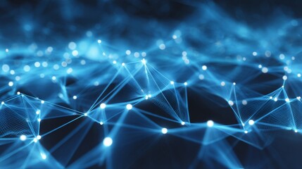 Polygonal background with dots and lines forming network connection structure. Science and technology concept in 3D rendering for digital innovation and data visualization projects
