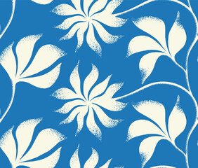 Abstract flower botanical floral seamless pattern with spray texture.