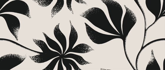 Abstract botanical floral seamless pattern with spray texture.