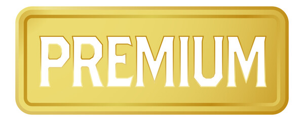 プレートに切り抜かれた「PREMIUM」の文字。白背景にベクターイラスト。