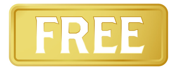 プレートに切り抜かれた「FREE」の文字。白背景にベクターイラスト。