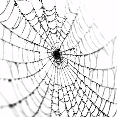 Obraz premium Spiderweb with Dewdrops isolated on transparent background