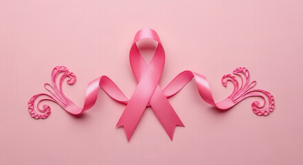 Pink Ribbon Symbolizing Breast Cancer Awareness Month and Support