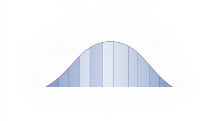 A smooth normal distribution curve divided into vertical segments, showcasing a gradient of blue tones against a white background.