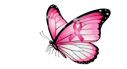 Pink Butterfly Awareness Ribbon Hope Strength Support Resilience