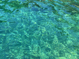 Green emerald watercolor sea water surface background.