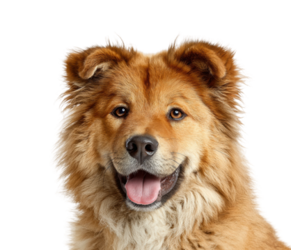 Happy chow chow dog portrait smiling expression isolated on transparent background
