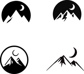 Mountain Icon Set &ndash; Landscape, Nature, Adventure, and Outdoors Symbols